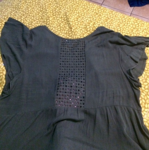 Olive green empire waist top - Picture 2 of 3